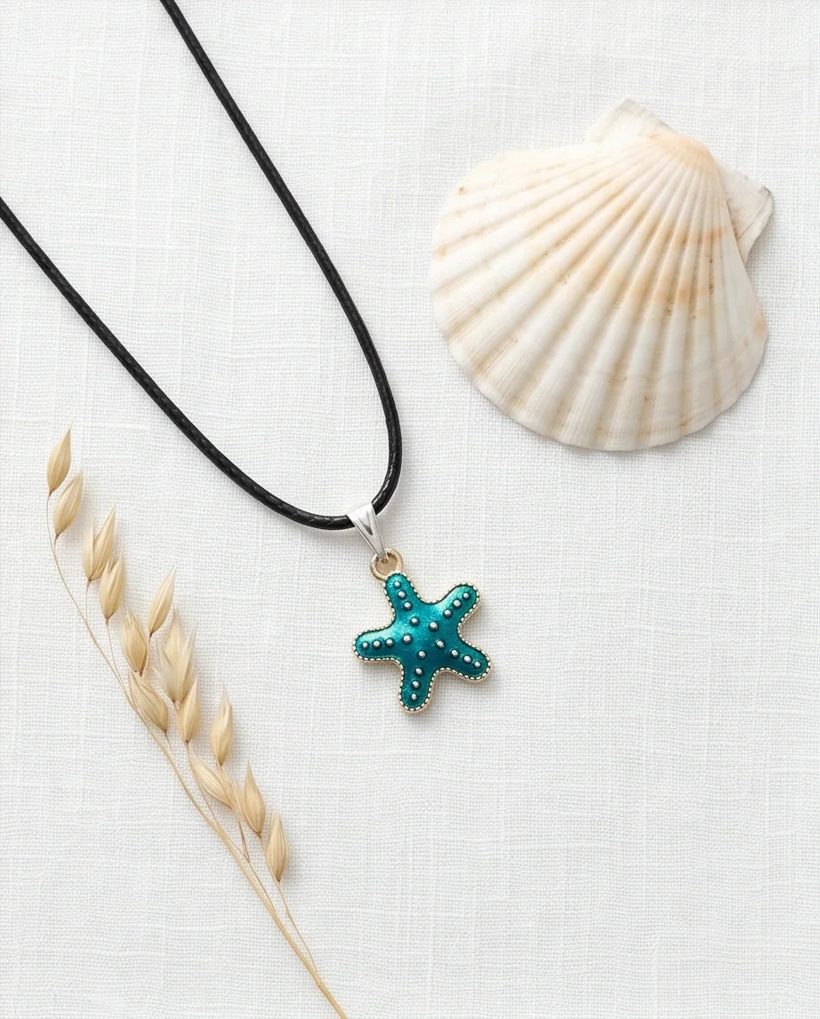 Teal Coastal Starfish Pendant