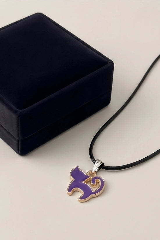 Playful Purple Cat Pendant