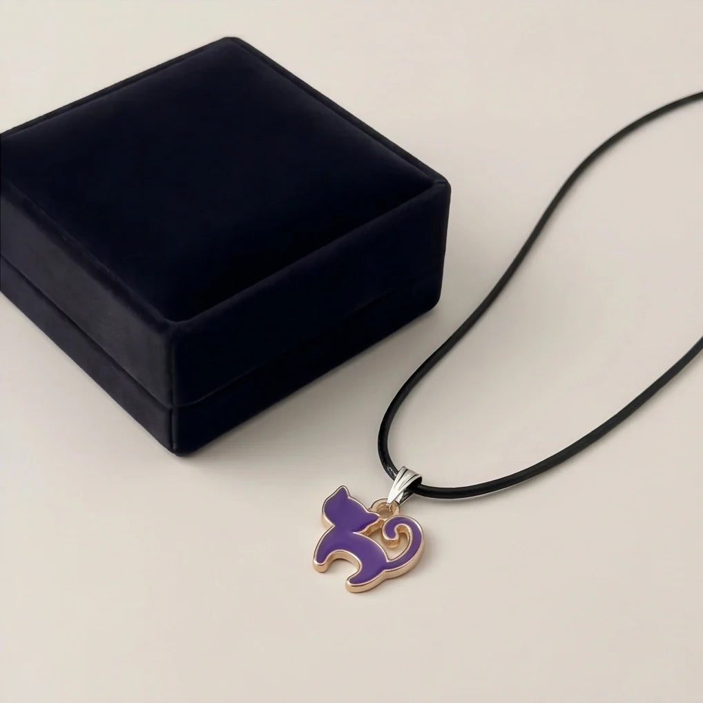 Playful Purple Cat Pendant