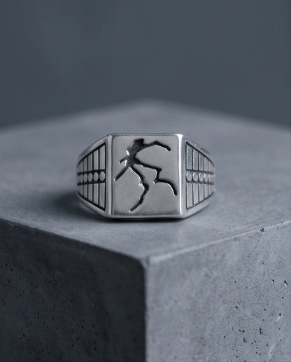 Minimalist Lightning Bolt Signet Ring