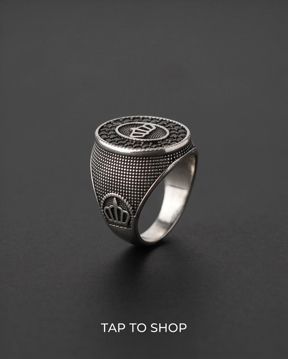 Imperial Crown Stippled Signet Ring