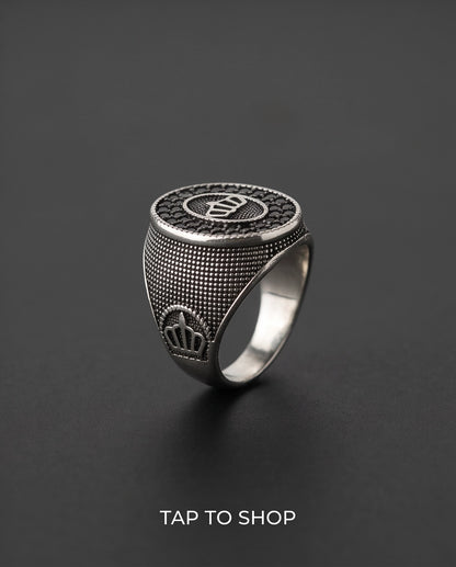 Imperial Crown Stippled Signet Ring