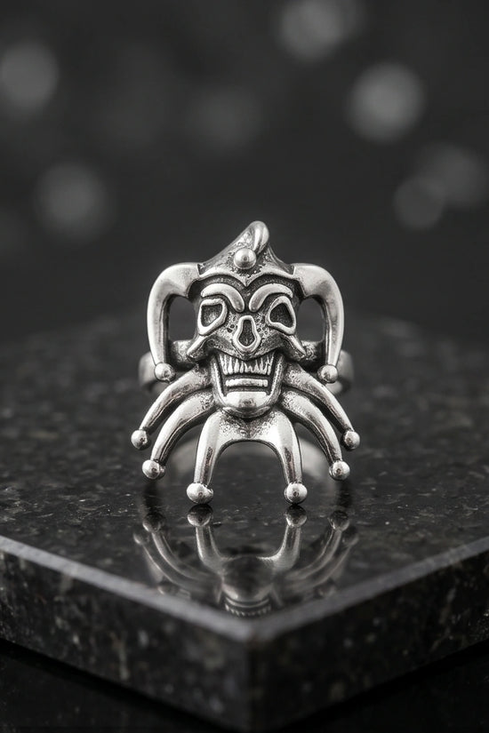 Gothic Sterling Silver Evil Jester Skull Ring