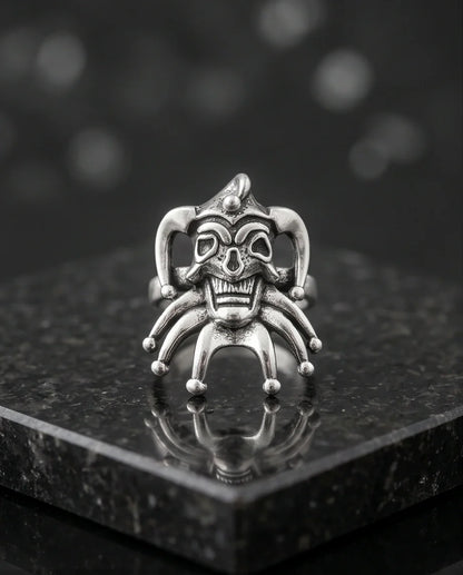 Gothic Sterling Silver Evil Jester Skull Ring