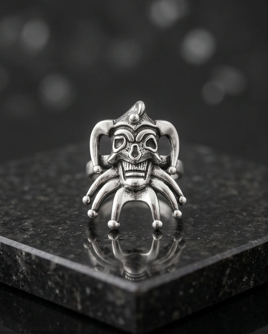 Gothic Sterling Silver Evil Jester Skull Ring