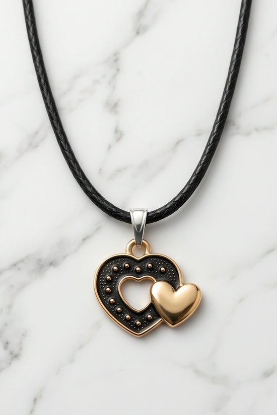 Gold and Black Layered Heart Necklace