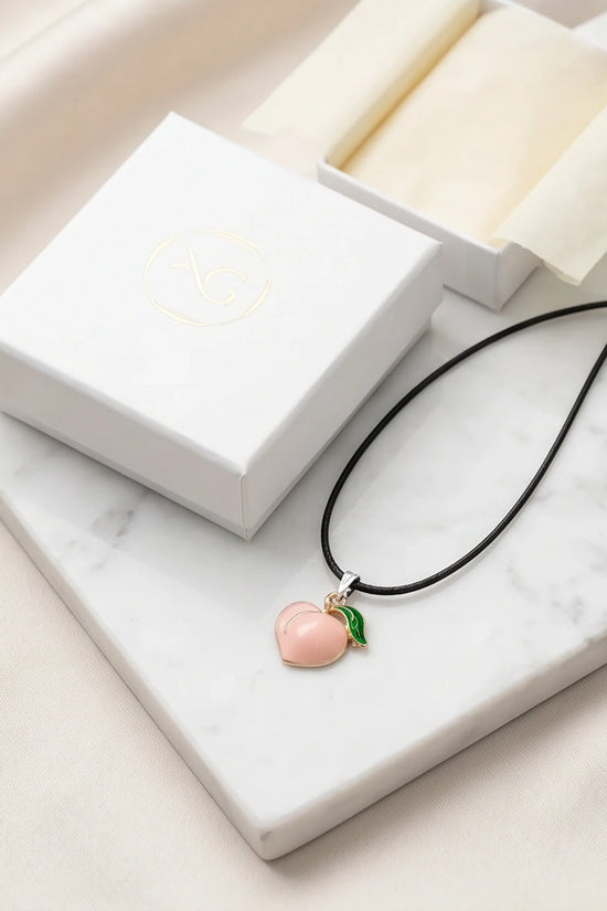 Sweet Peach Enamel Pendant Necklace