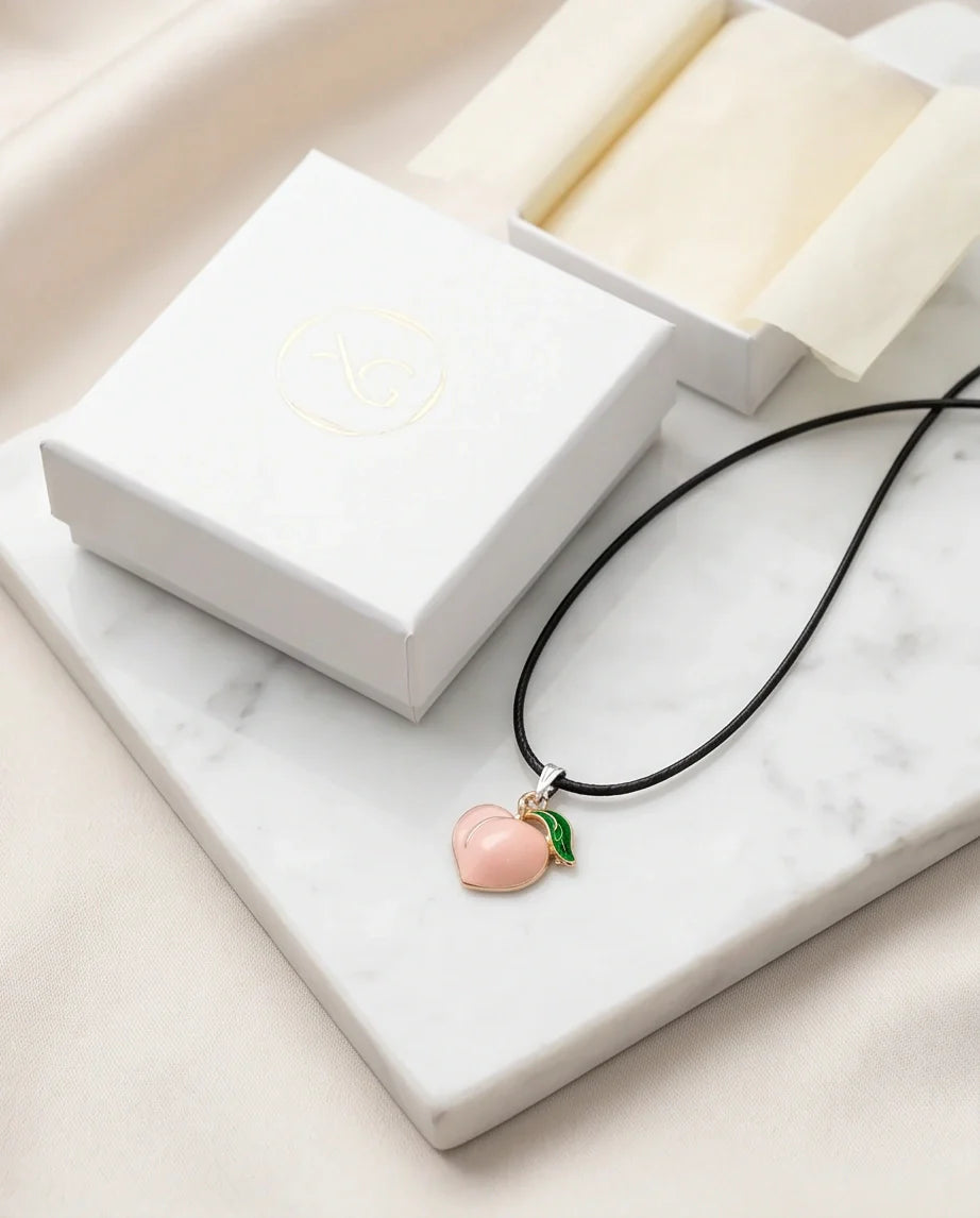 Sweet Peach Enamel Pendant Necklace