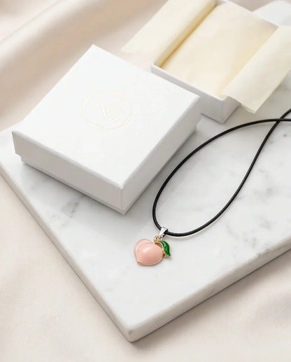 Sweet Peach Enamel Pendant Necklace