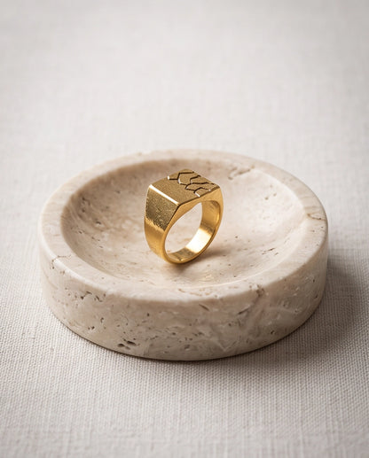 Geometric Fracture Gold Signet Ring