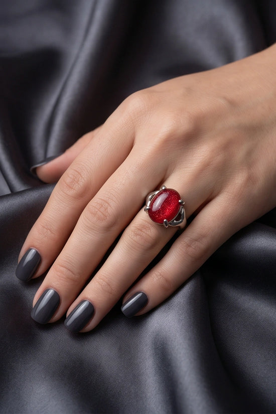 Majestic Lion Red Goldstone Ring