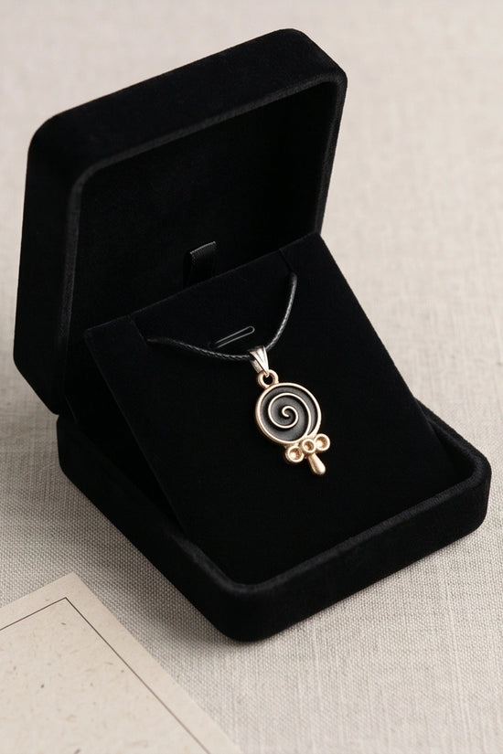 Gold and Black Spiral Lollipop Necklace