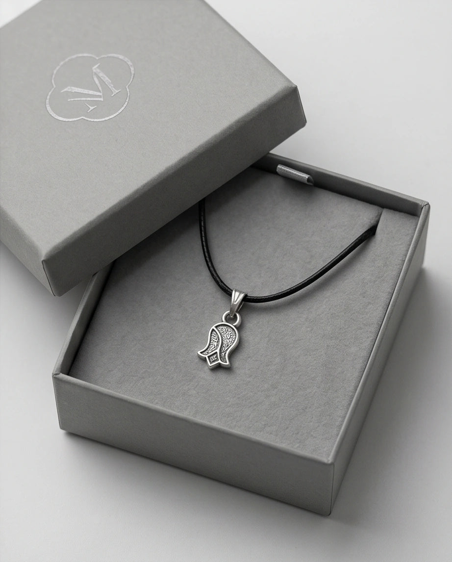Silver Vintage Textured Tulip Necklace