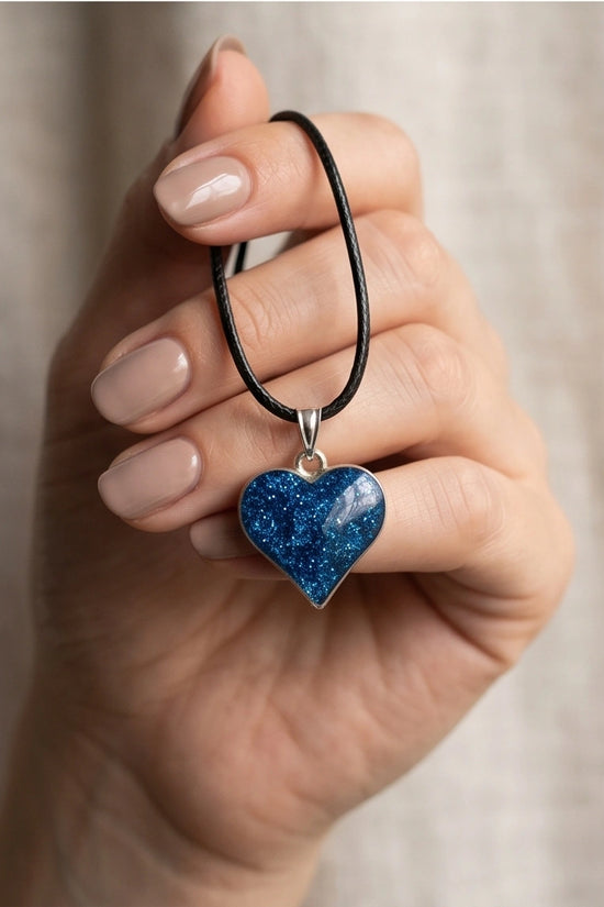 Ocean Sparkle Heart Pendant