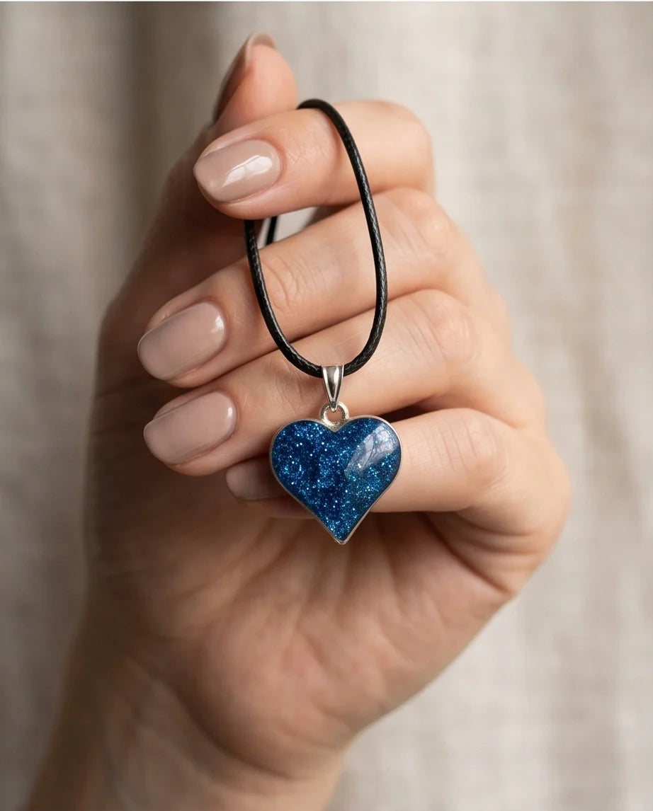 Ocean Sparkle Heart Pendant