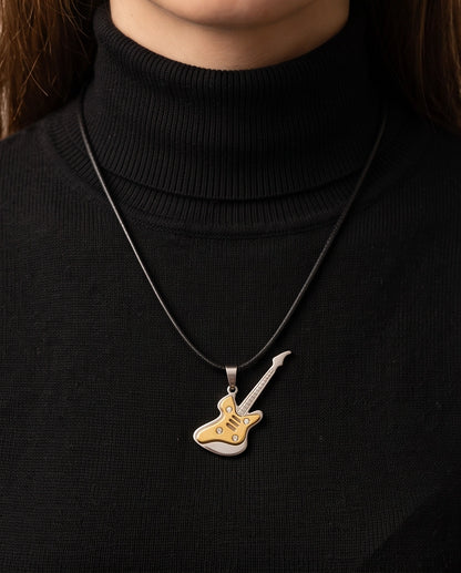 Gold and Silver Crystal Electric Guitar Cord Necklace