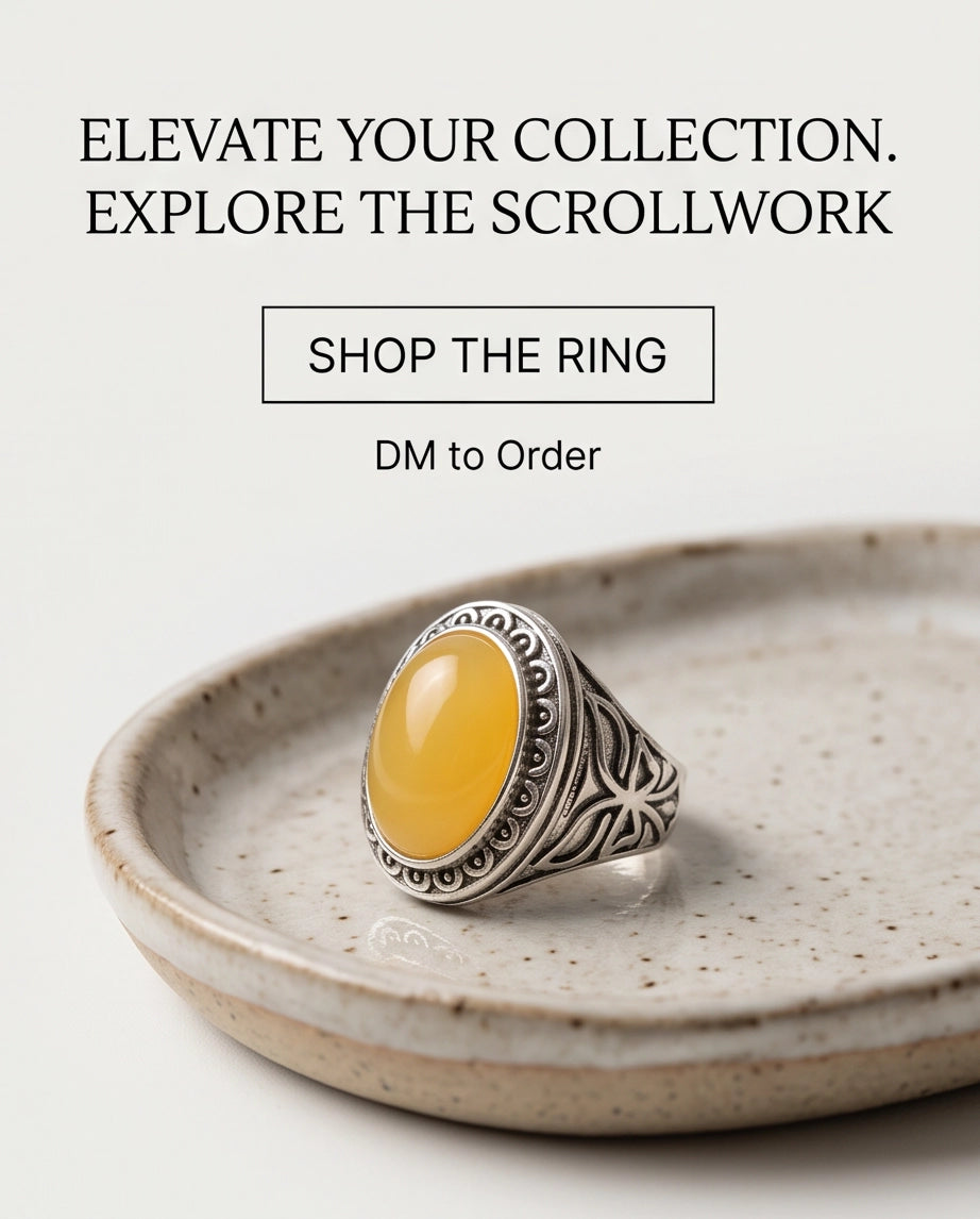 Yellow Jade Cabochon Scalloped Bezel Silver Ring