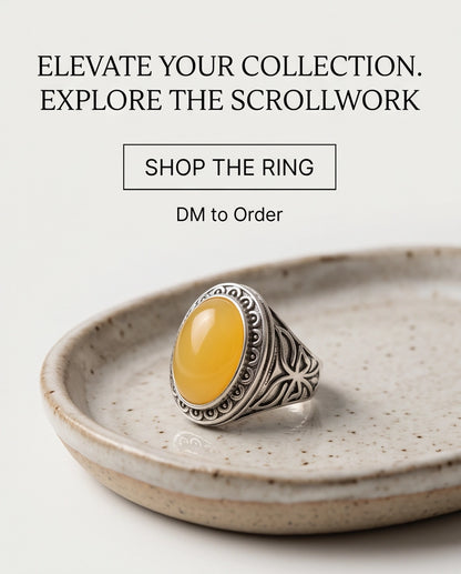 Yellow Jade Cabochon Scalloped Bezel Silver Ring