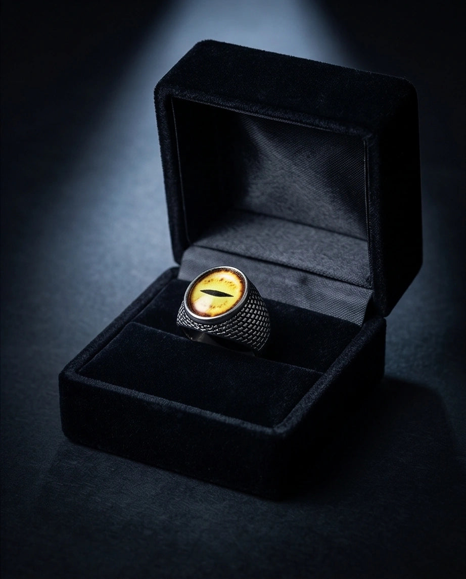 Vintage Sterling Silver Golden Snake's Eye Statement Ring
