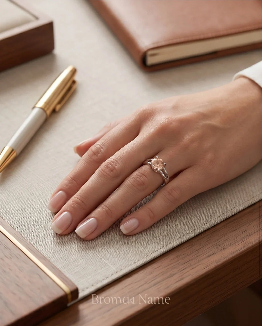 Sterling Silver Round-Cut Split Shank Peach Morganite Ring