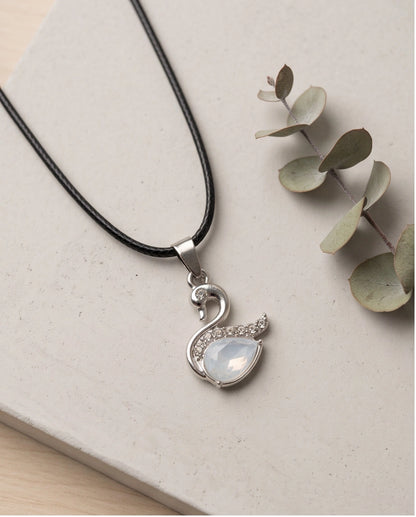 Silver Mother of Pearl Swan Pendant Necklace