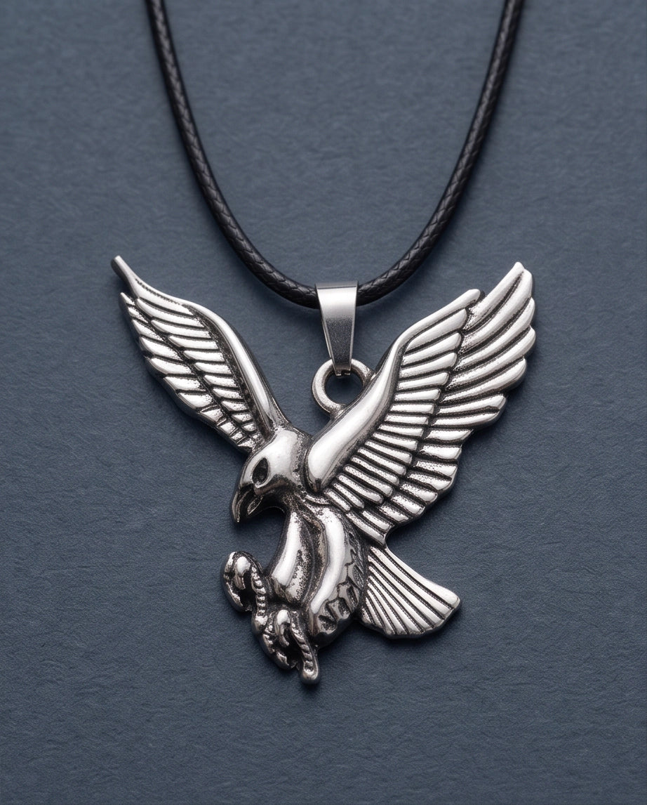 Silver Soaring Eagle Pendant Necklace