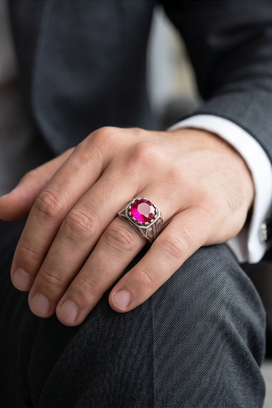 Crimson Shield Ruby Signet Ring