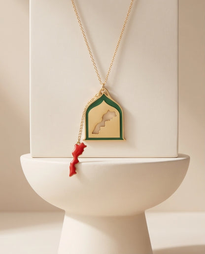 Gold Morocco Map & Arch Necklace