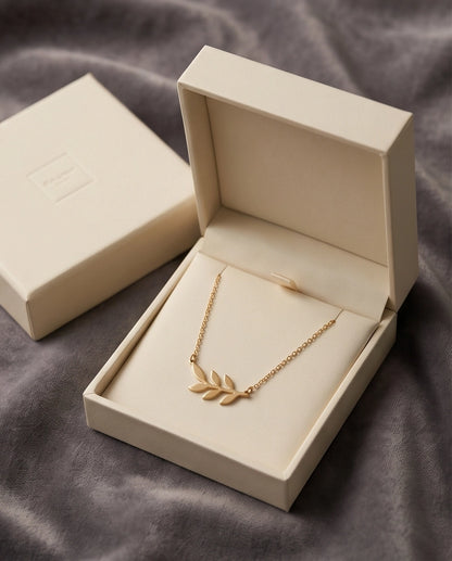 Gold Olive Leaf Branch Necklace