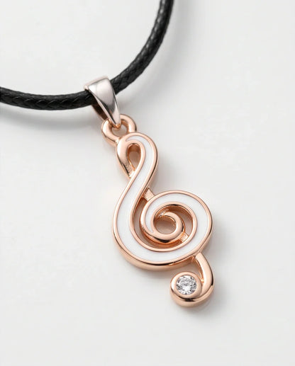 Rose Gold and White Treble Clef Necklace