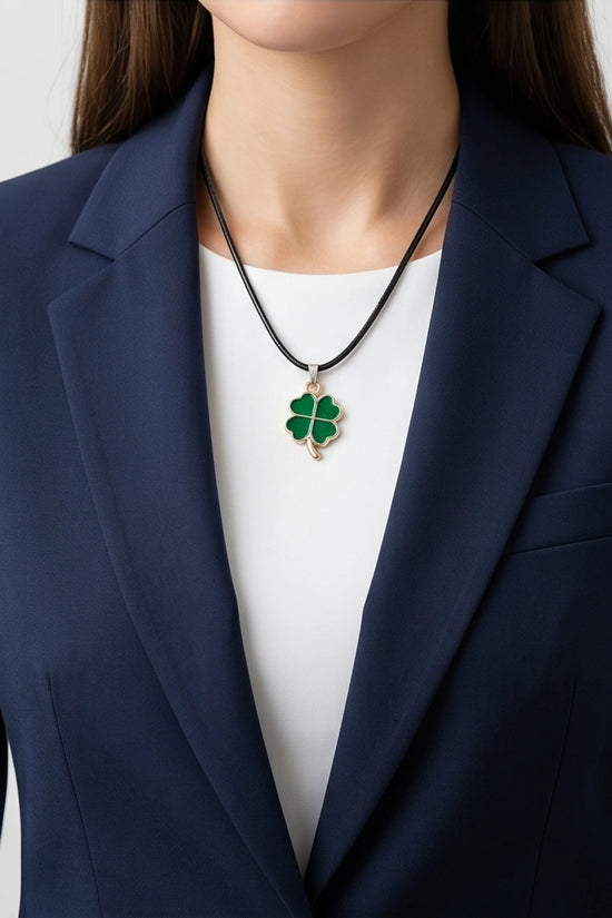 Gold and Green Four-Leaf Clover Necklace