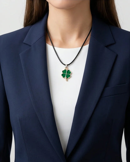 Gold and Green Four-Leaf Clover Necklace