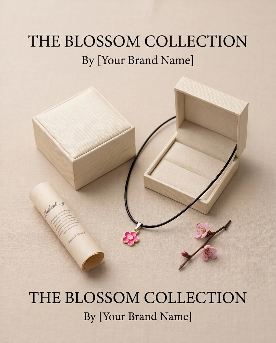 Gold and Pink Blossom Pendant Necklace