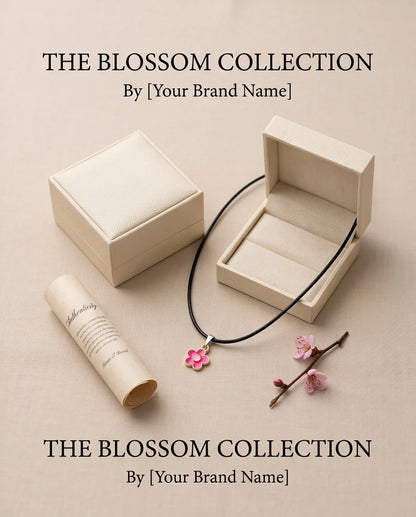 Gold and Pink Blossom Pendant Necklace