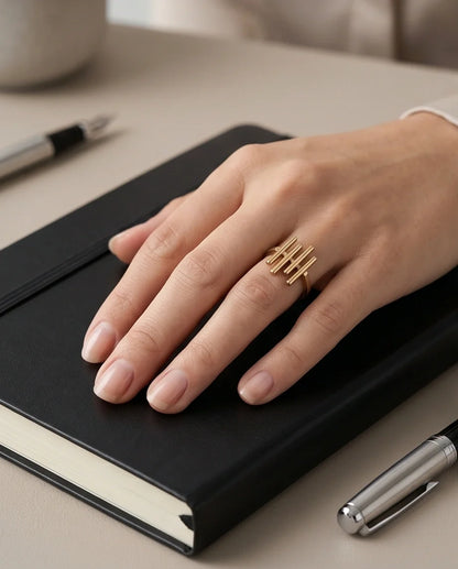 Golden Minimalist Pillar Ring