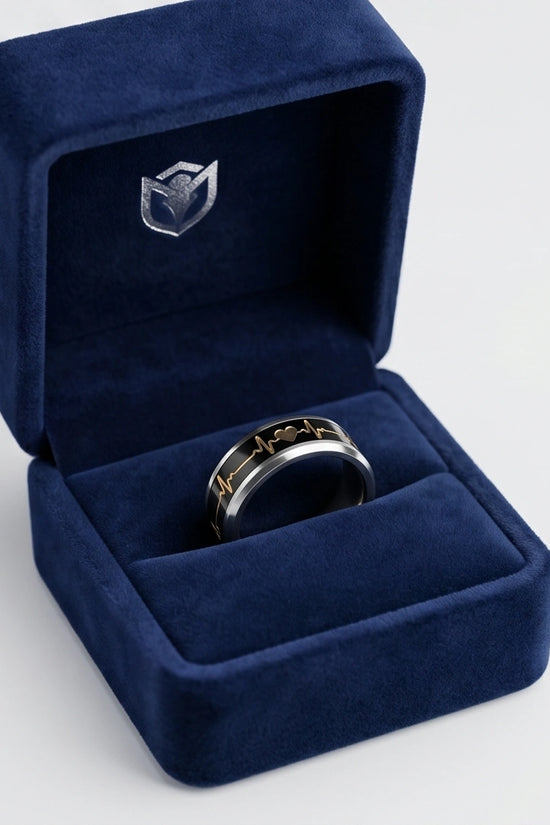 Romantic Gold Heartbeat Band Ring