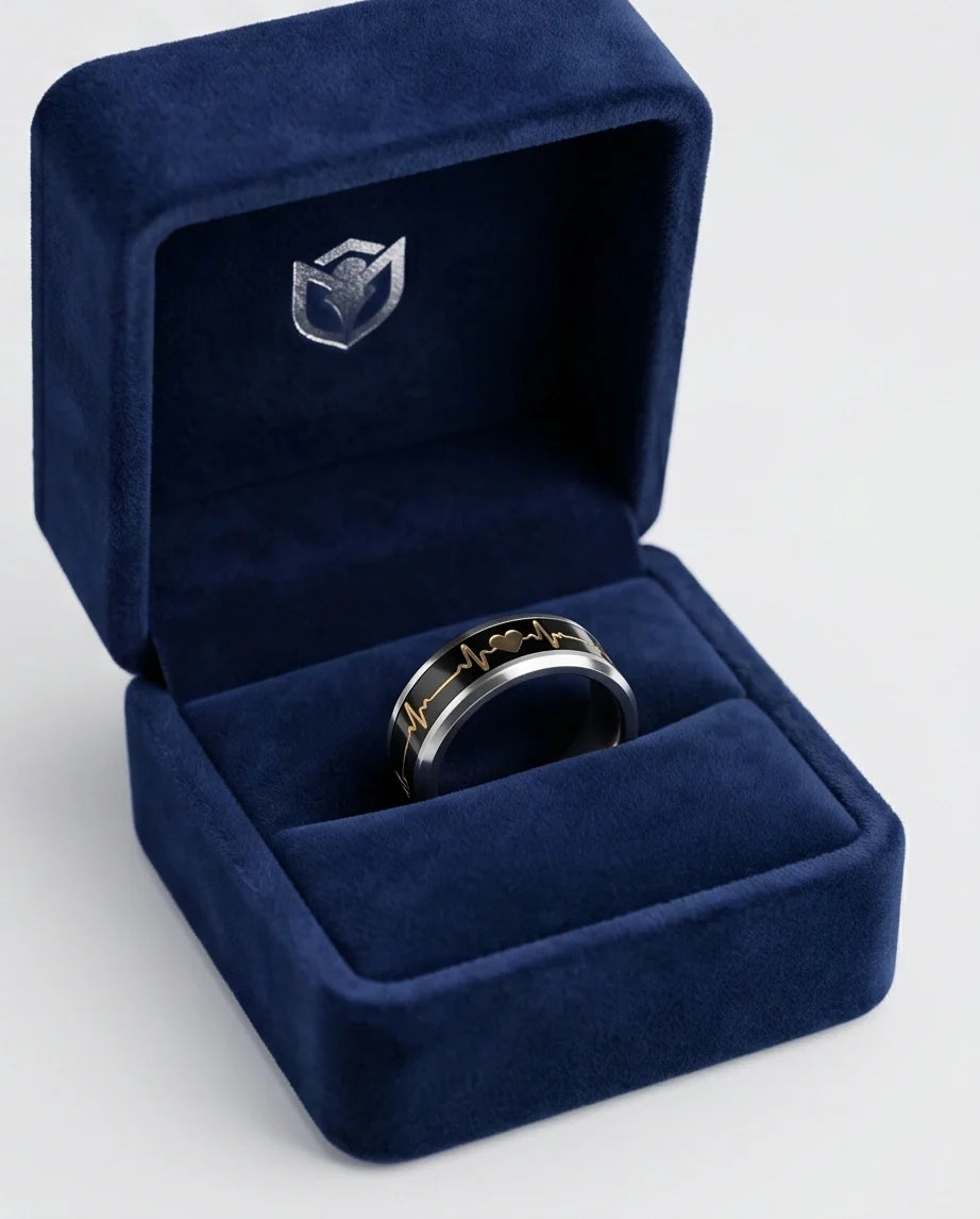 Romantic Gold Heartbeat Band Ring