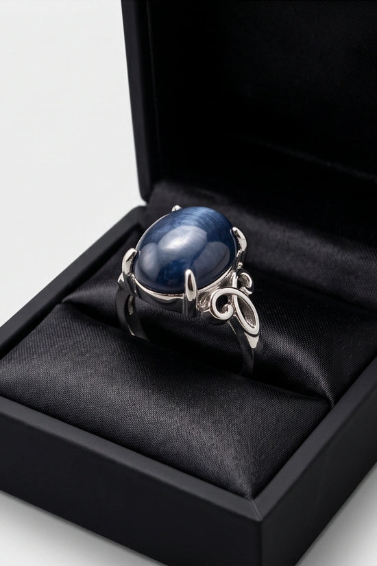 Midnight Azure Tiger's Eye Filigree Ring
