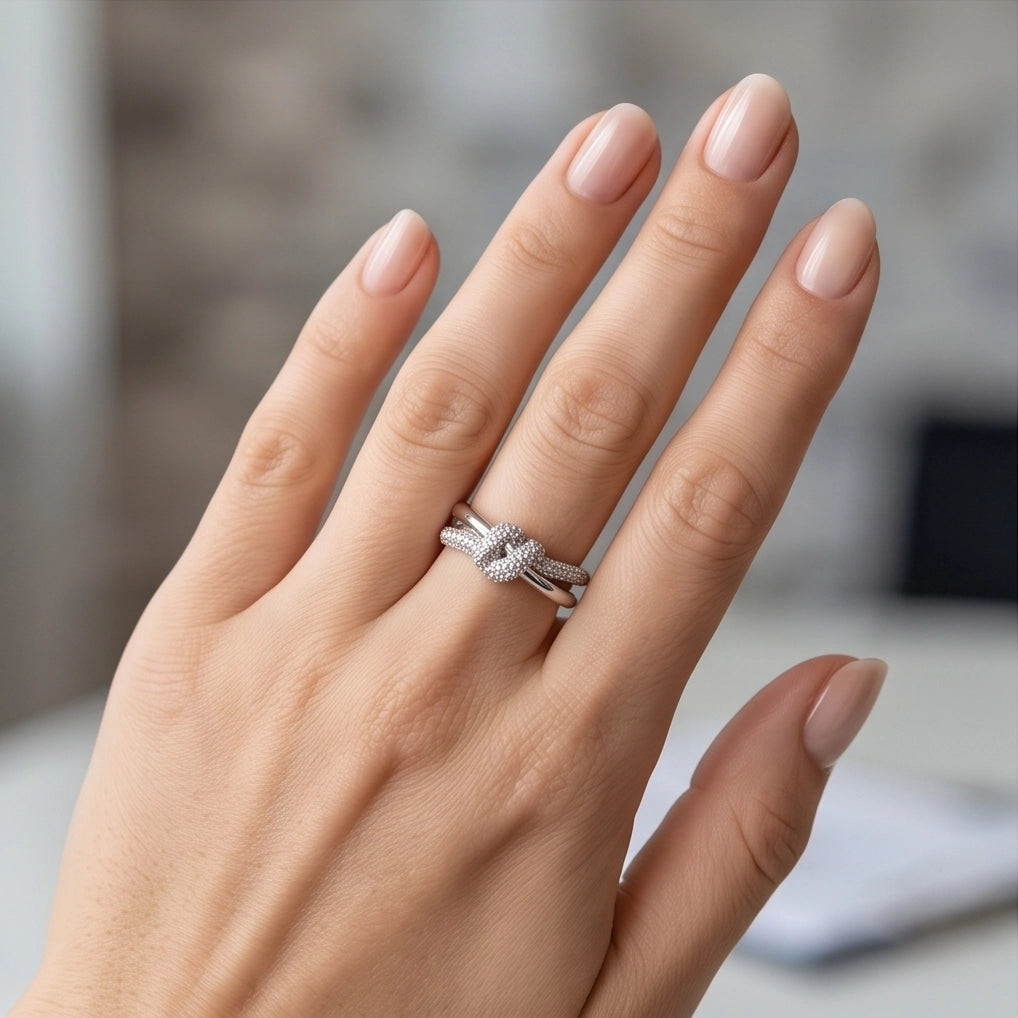 Pavé Tied-Knot Dual Band Ring