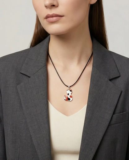 Artistic Calico Cat Silhouette Pendant Necklace