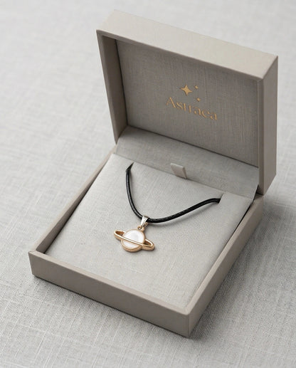 Gold and White Bow Ribbon Necklace