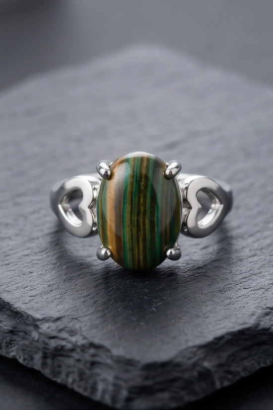 Earthy Heart Banded Agate Ring