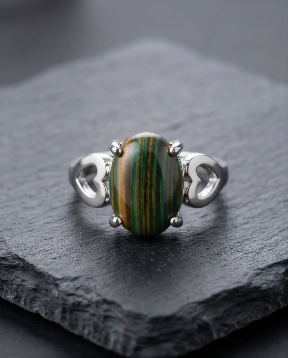 Earthy Heart Banded Agate Ring