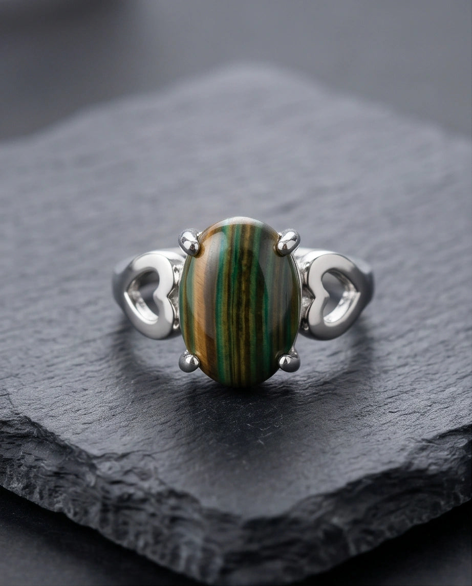 Earthy Heart Banded Agate Ring