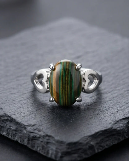Earthy Heart Banded Agate Ring