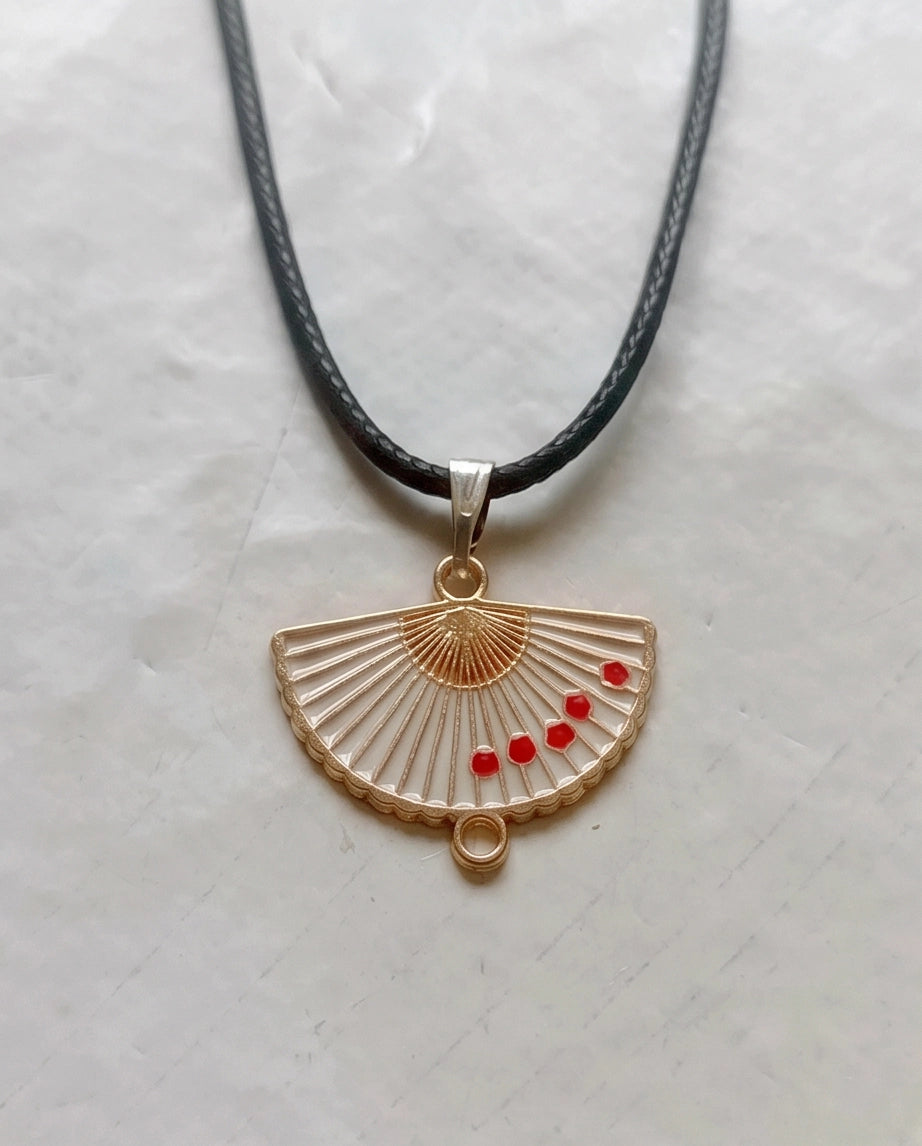 Cherry Blossom Fan Pendant Necklace