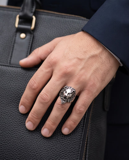 Roaring Majestic Lion Sculpted Ring