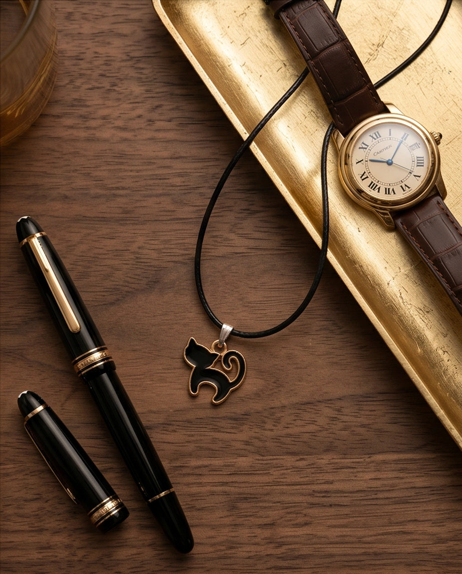 Gold Elegant Sitting Cat Necklace