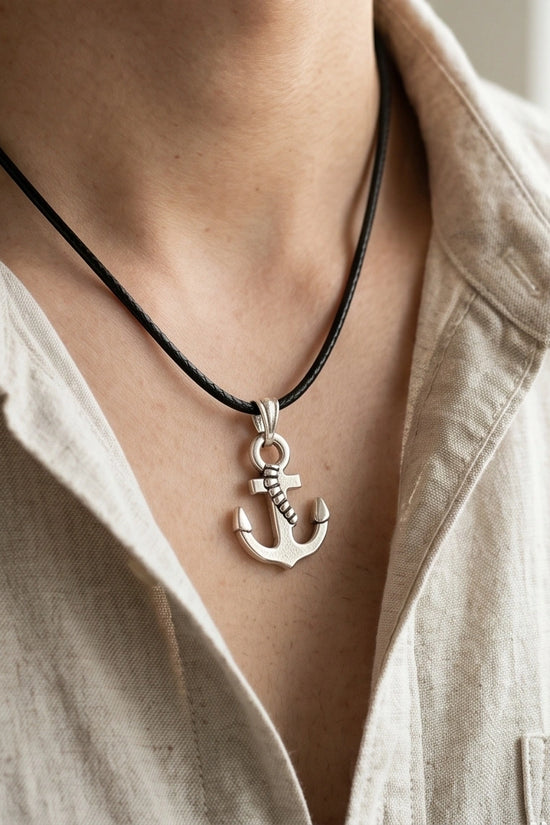 The Sailor’s Pride Polished Anchor Necklace