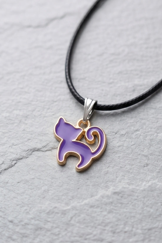Playful Purple Cat Pendant